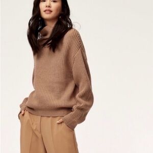 100% Merino Wool Aritzia Wilfred Montpellier Turtleneck Sweater Size XS Tan
